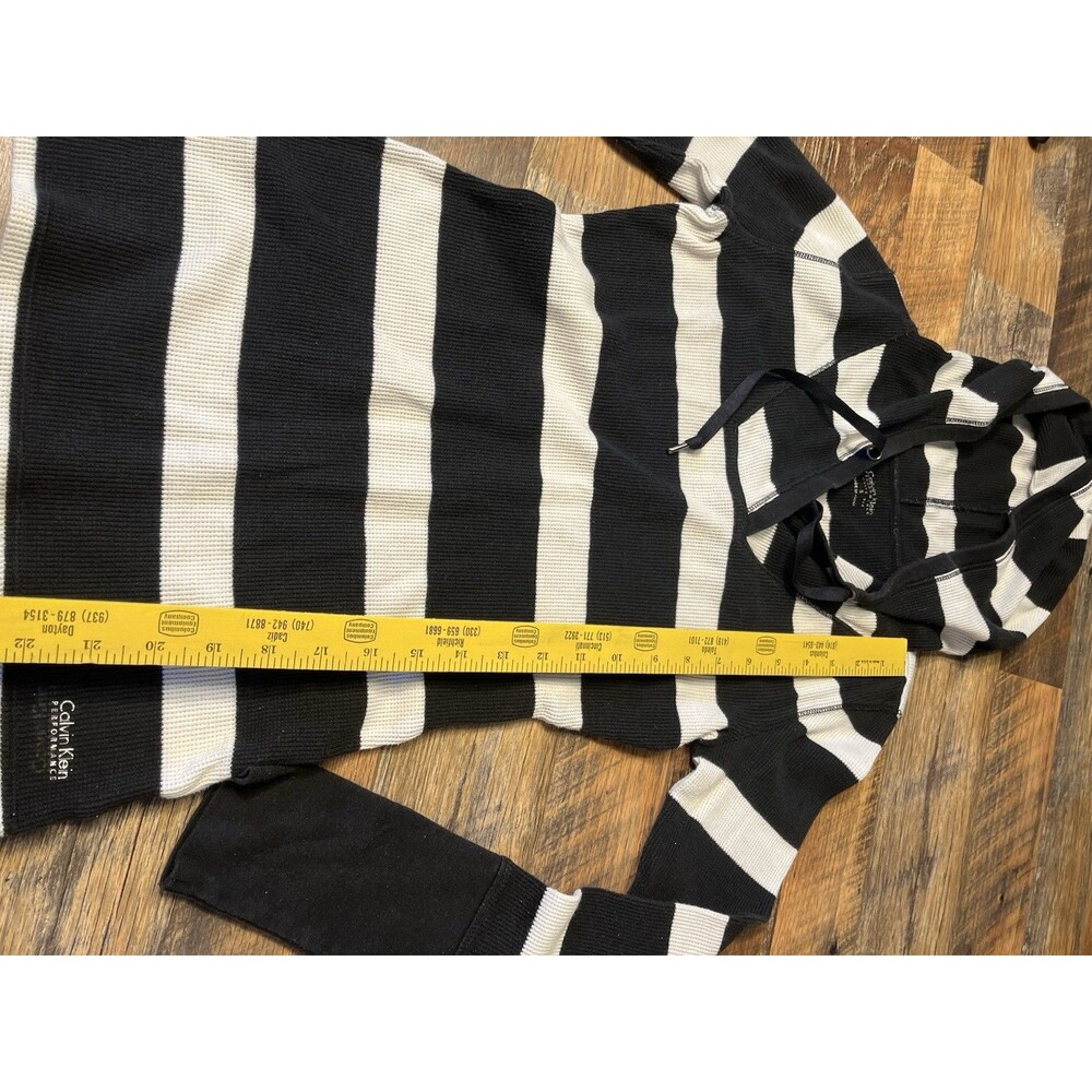 Calvin Klein Performance Women’s Small Striped Hoodie Black White Pullover - Picture 5 of 7